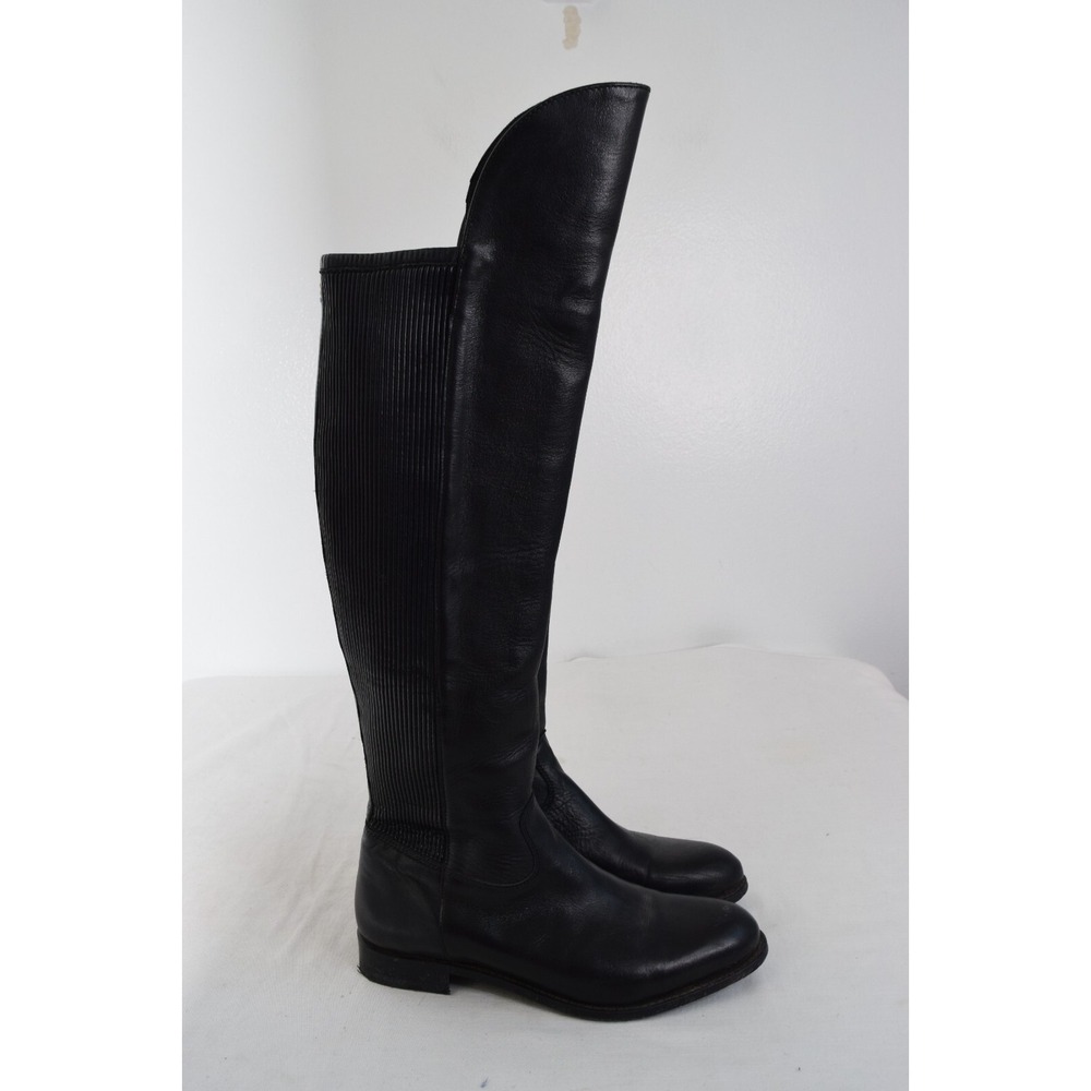 ARIAT two24 Women's Boots 8.5B Black Leather Block Heel Tall Knee High Pull On - Picture 6 of 10